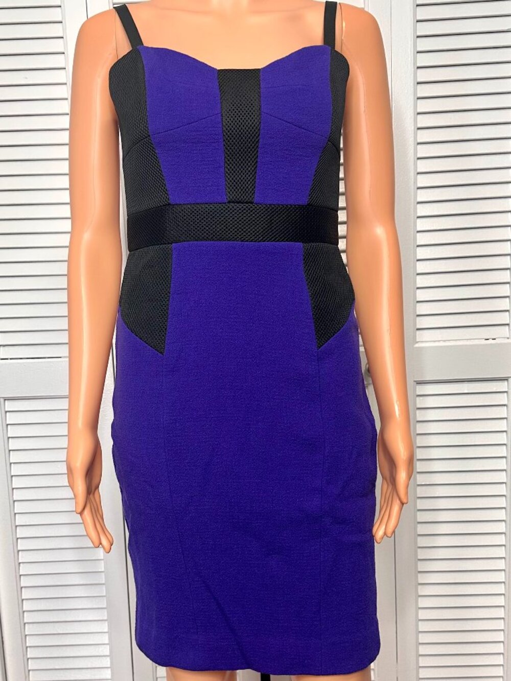 Alfani Purple Black Colorblock Sheath Dress Strappy Bodycon Women Size 4